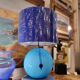 Art Deco table lamp, blue glass sphere, Charles Schneider workshop, 1940s – France