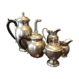 complete set of coffee and tea with milk pot and sugar art Deco in tin