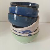 Vintage blue bowl mix & match set – country breakfast spirit