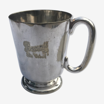 Silver metal English beer mug
