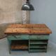 Industrial workbench kitchen island sideboard sea green with drawers