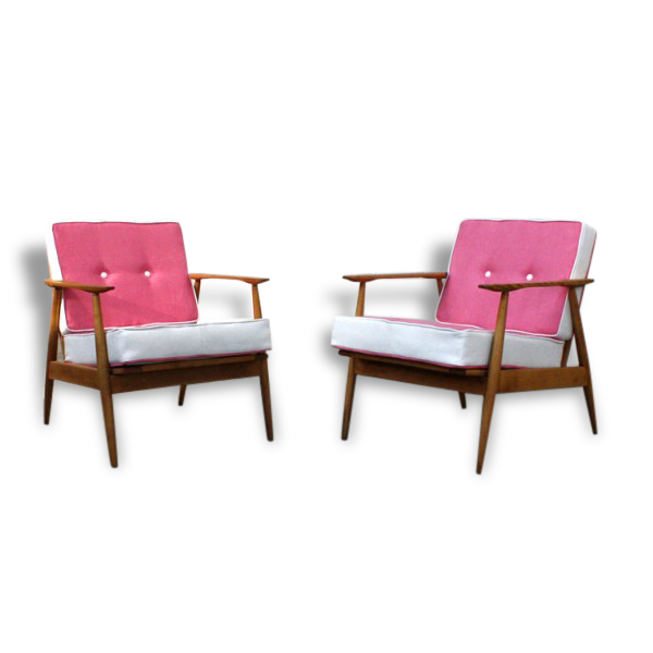 Fauteuil scandinave vintage rose