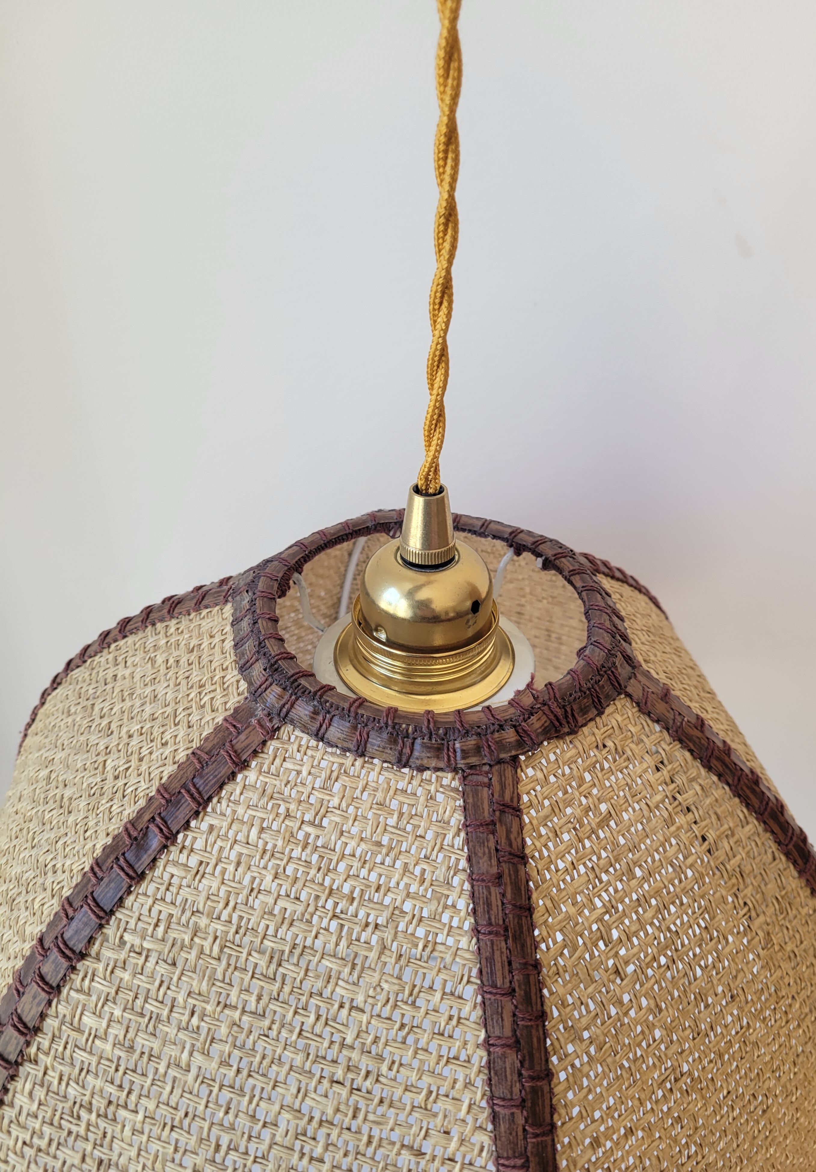 Suspension en rabane et cuir