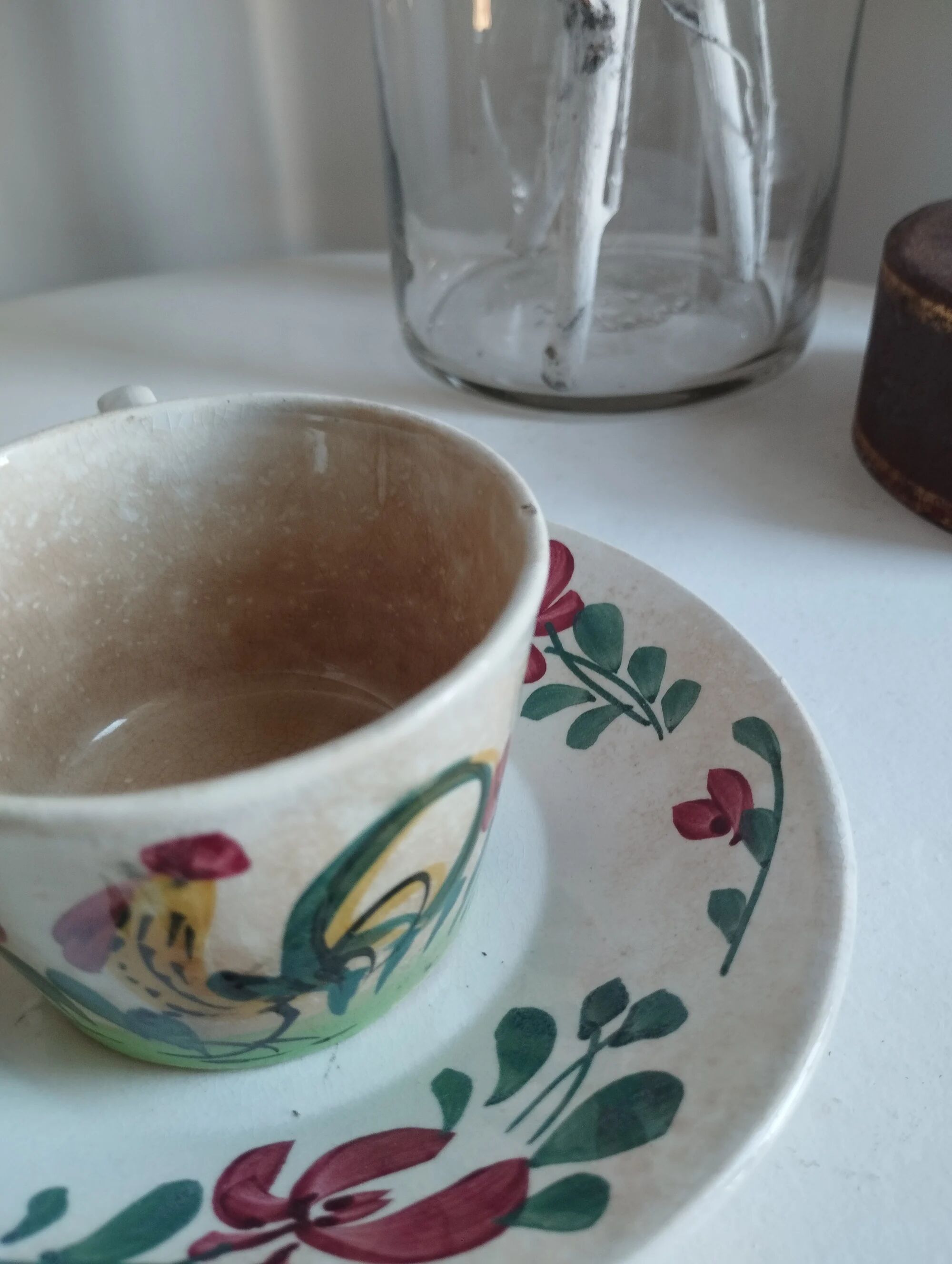 Cup and saucer Creil & Montereau "Rooster"