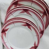 Set of 8 flat plates in Sarreguemines earthenware, Artix model