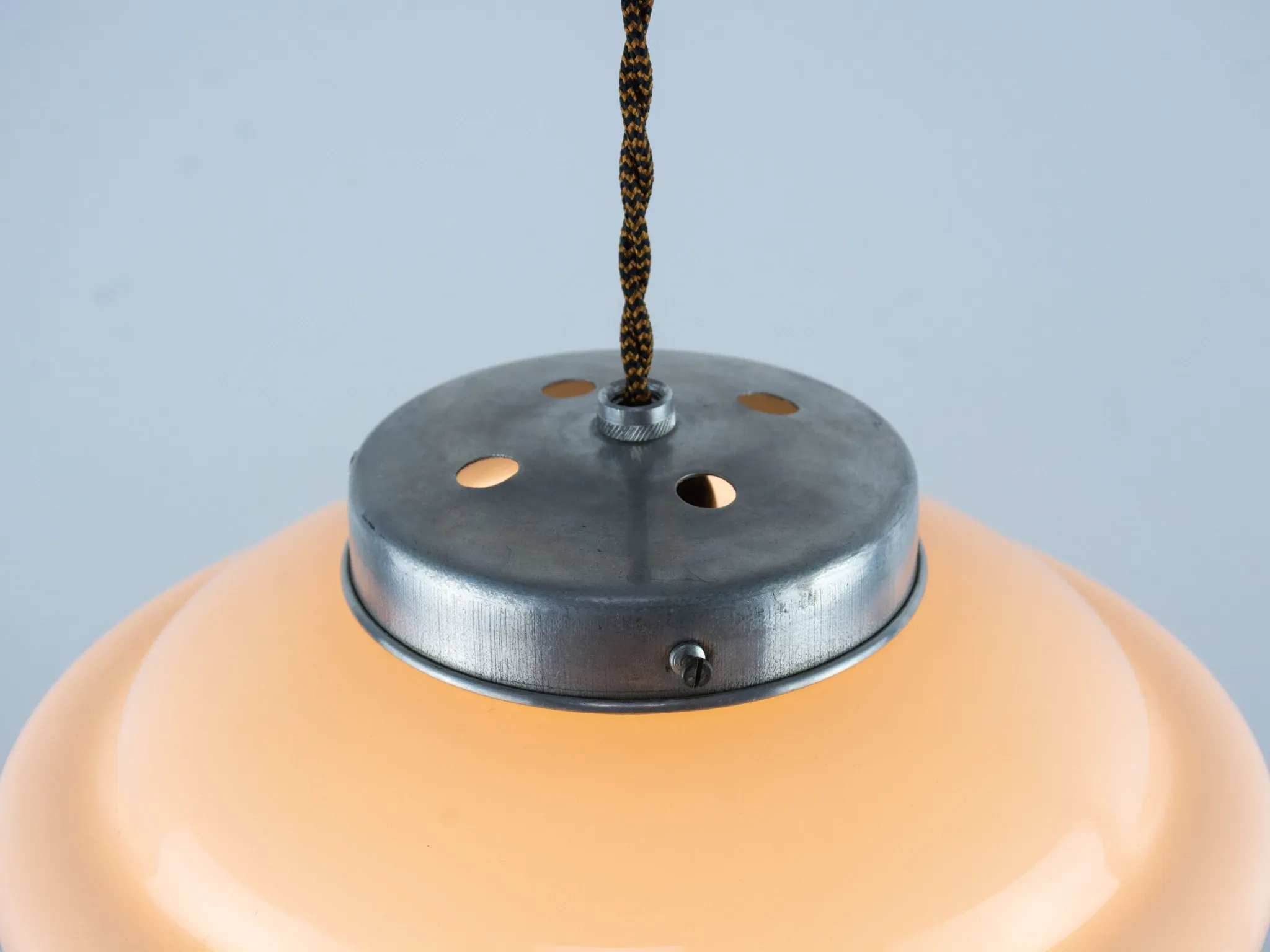 Vintage Art Deco Hanging Lamp, 1960s Pink Ceiling Light