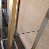 Vintage shelving unit in gold aluminum and glass