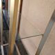 Vintage shelving unit in gold aluminum and glass