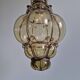 Venetian pendant light in blown glass and wrought metal, mid-20th century