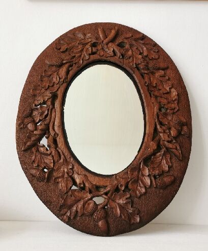 Carved wooden country mirror  35x45cm