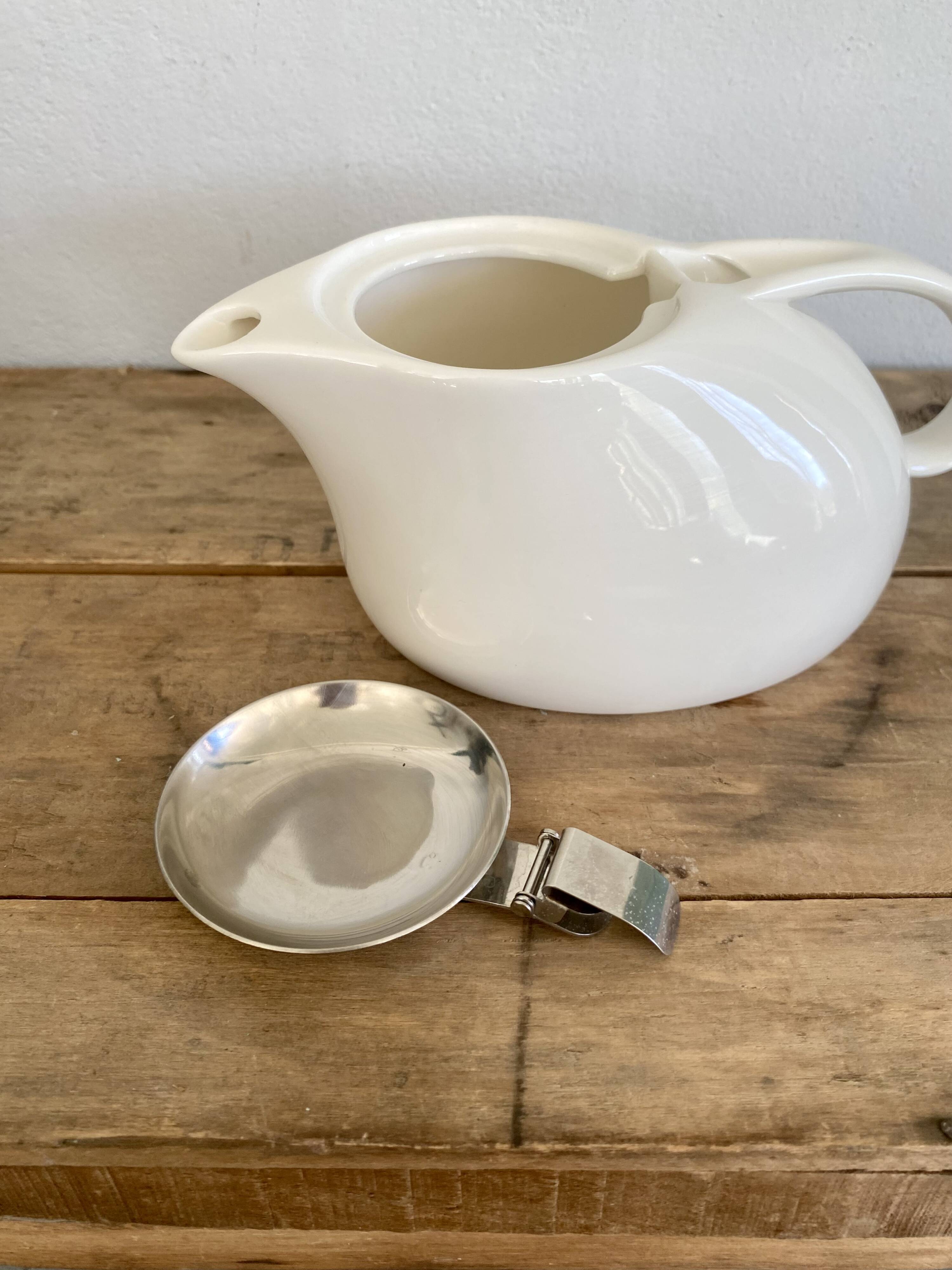 Earthenware and stainless steel teapot, 2 cups