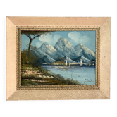 Huile sur toile Paysage de Montagne & Lac – Cadre Montparnasse – Année