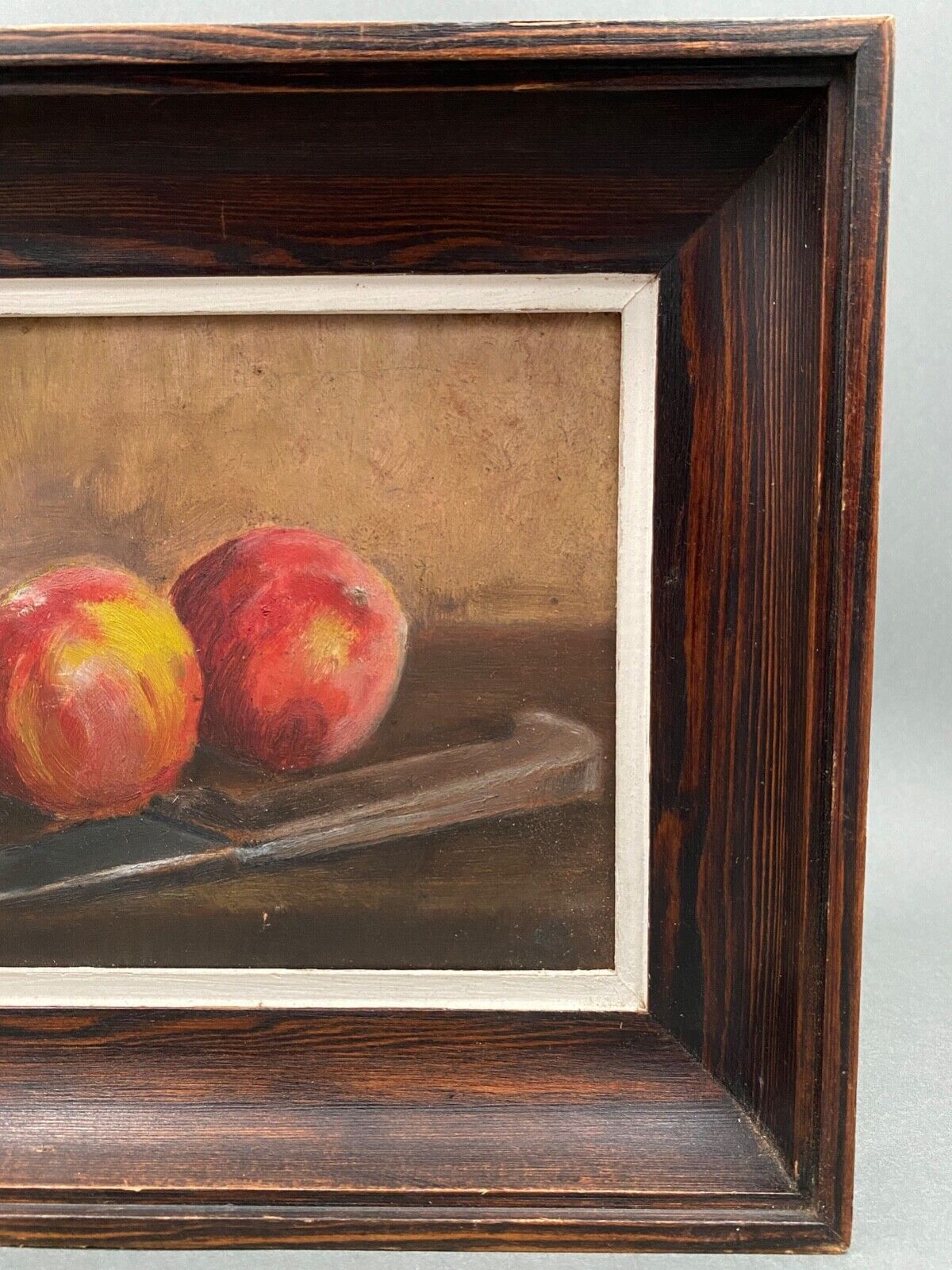 Oil on Isorel signed Still Life with Fruits XXth Natural wood frame