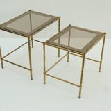 Brass and smoked glass tables