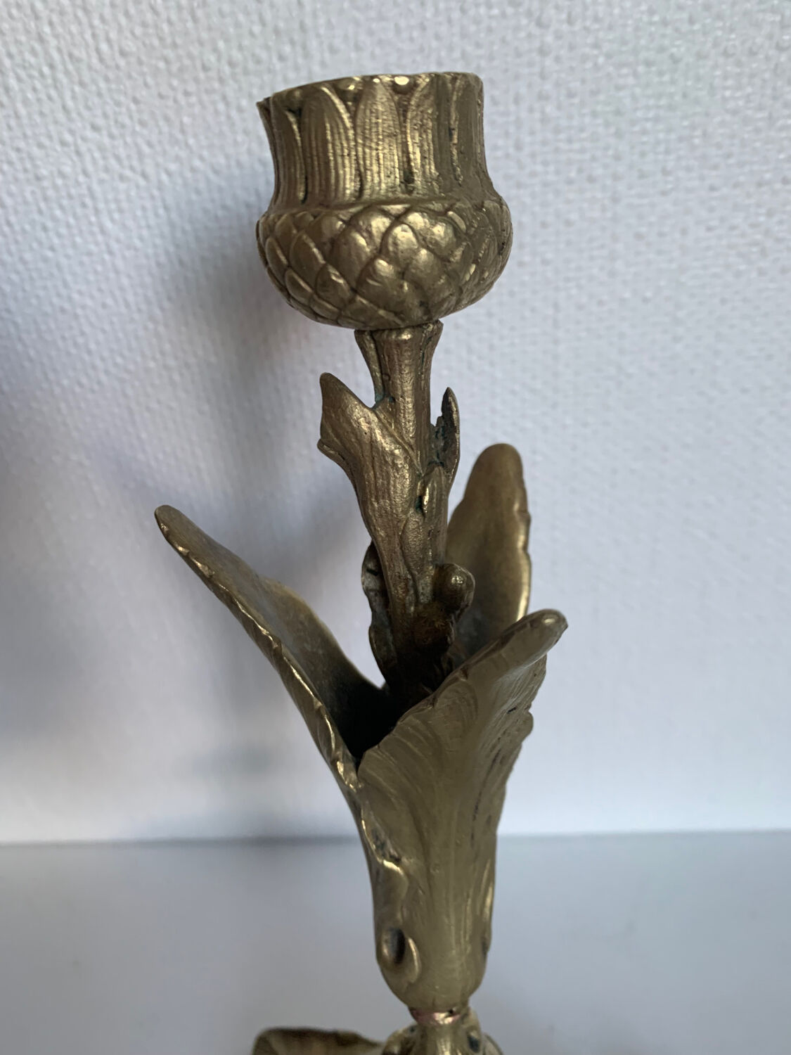 Art Nouveau brass candle holder