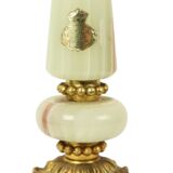 Fifties Vintage Table Lamp Onyx Marble Brass Acanthus