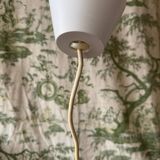 Vintage Scandinavian teak and holophane glass pendant light. 50s/60s