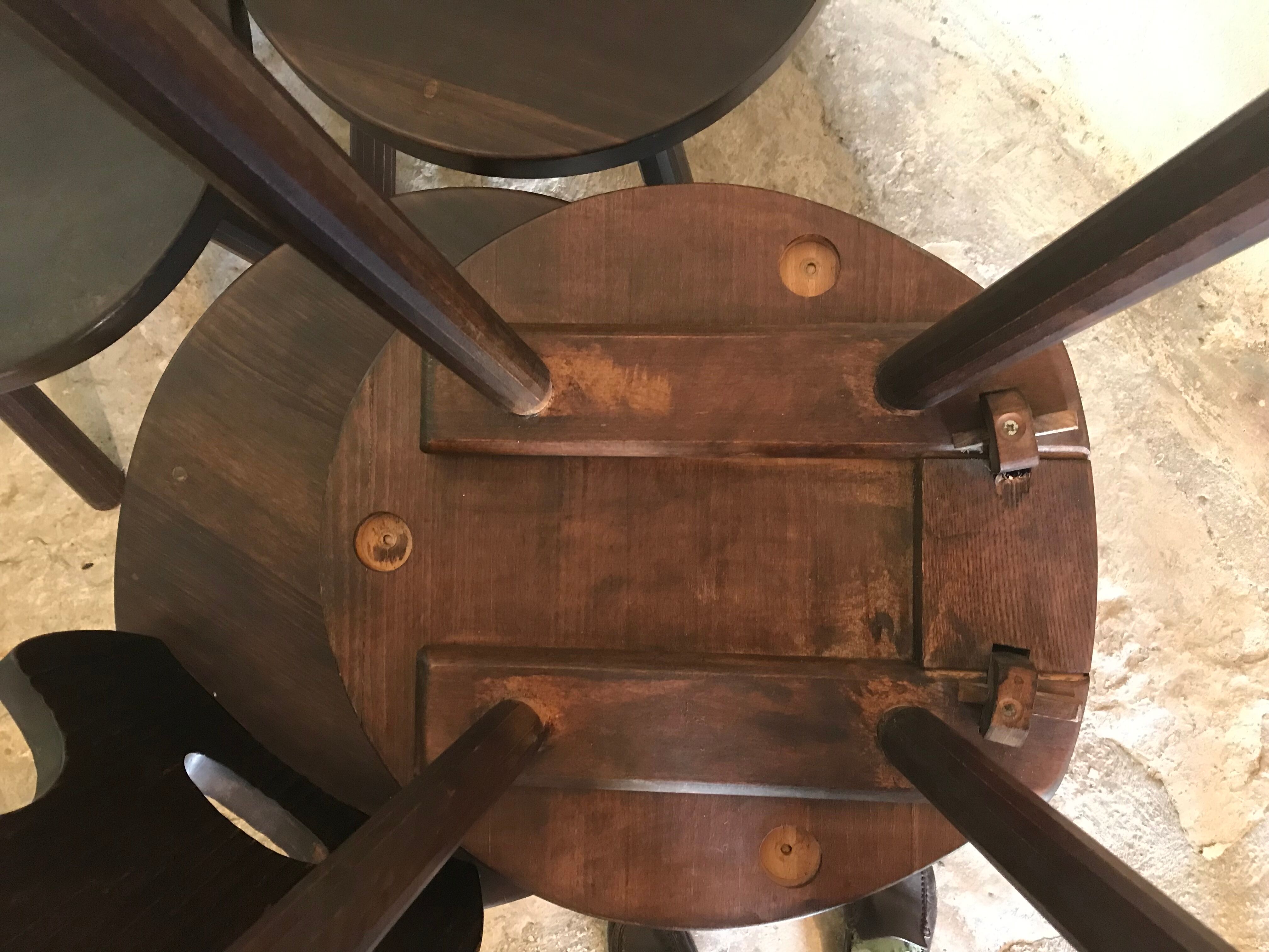 Set of 6 vintage brutalist solid wood chairs