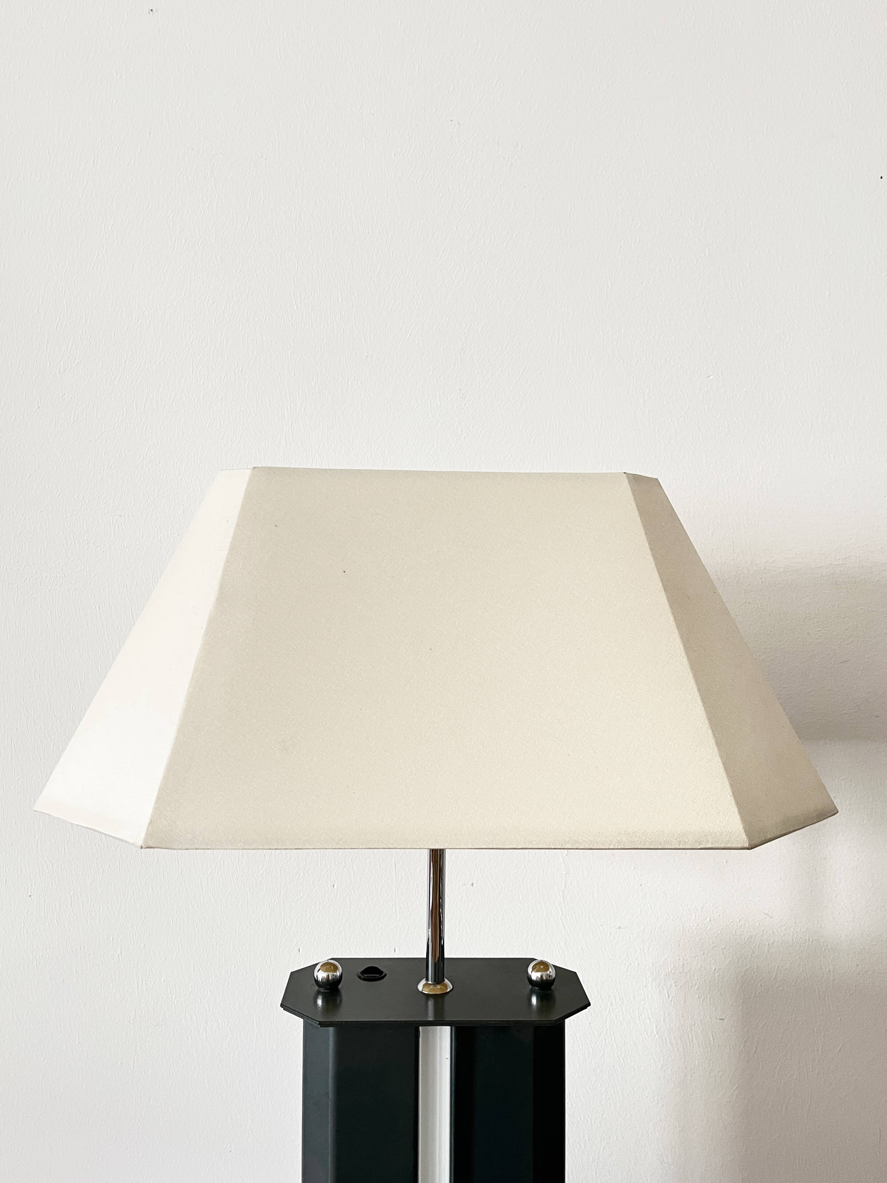 Vintage Postmodern Table Lamp, 4 Light Metal Lamp with Chrome Details, ´80