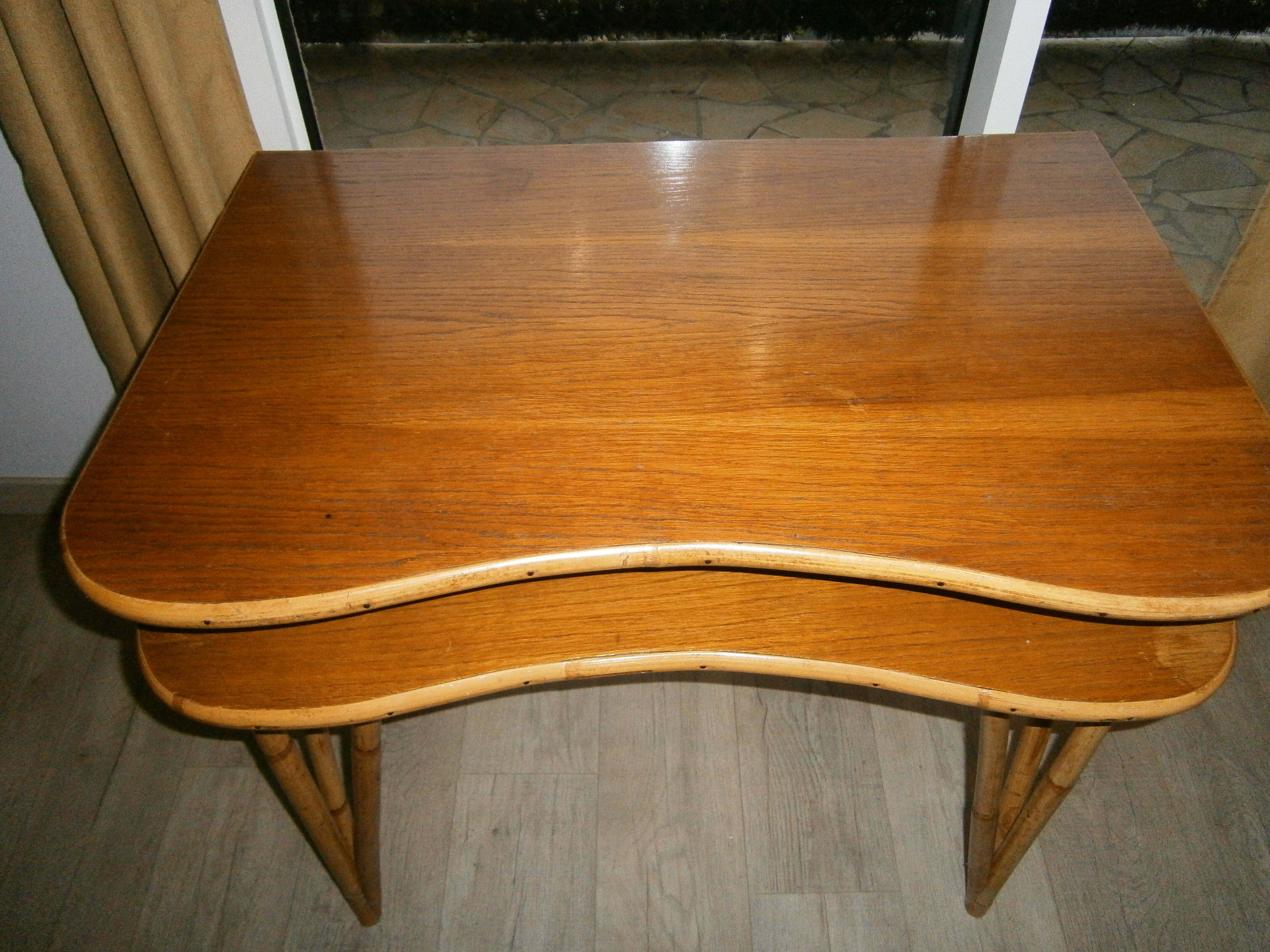 Rattan and wood desk