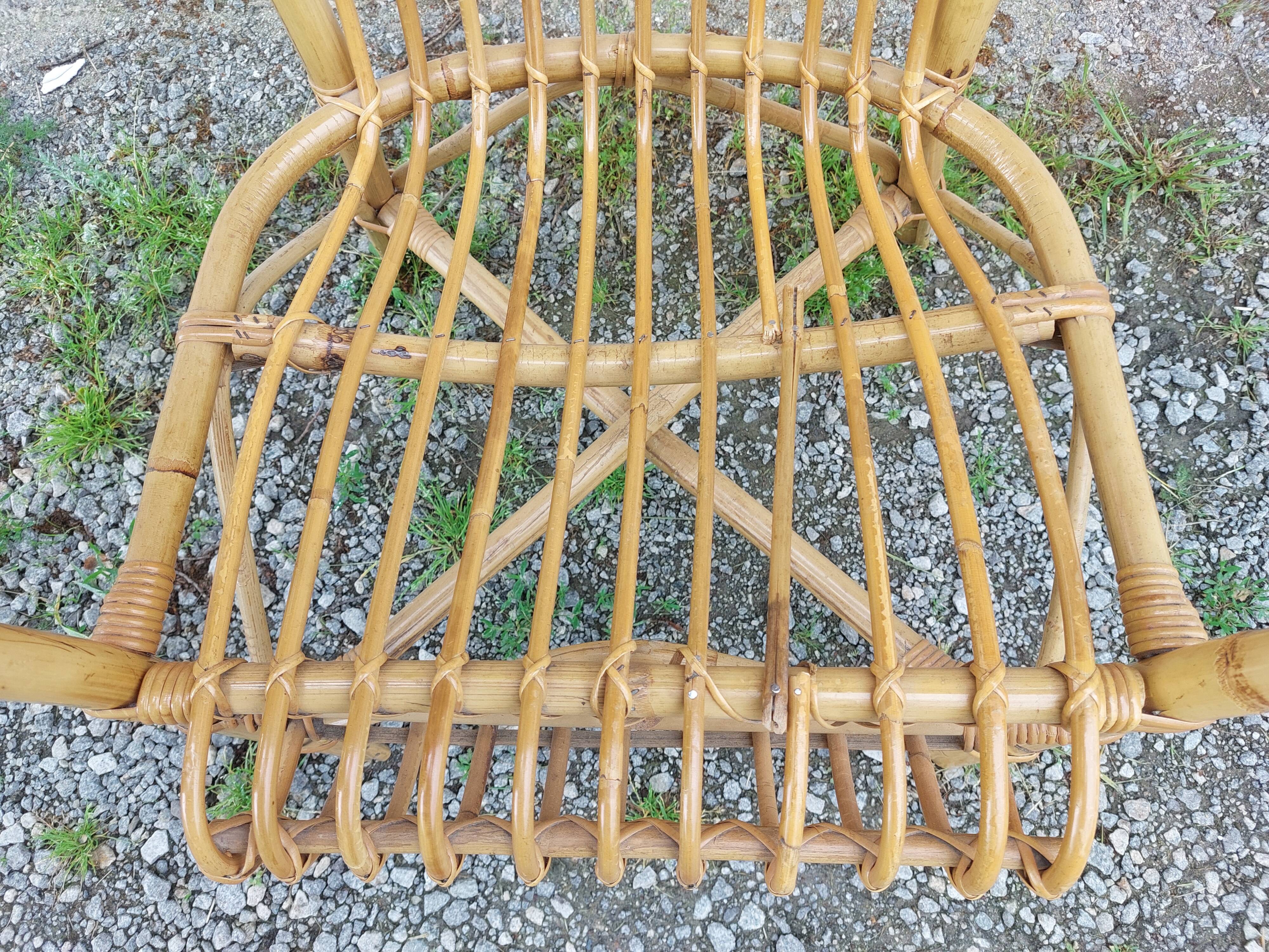 wicker armchair, bamboo wood
