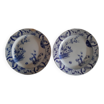 2 plates 37 cm Japanese earthenware from Creil and Montereau