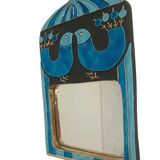 Mithé espelt mirror "cage" in nuanced blue made in 1970.