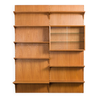Poul Cadovius oak wall unit with back panels for Cado, 1970s