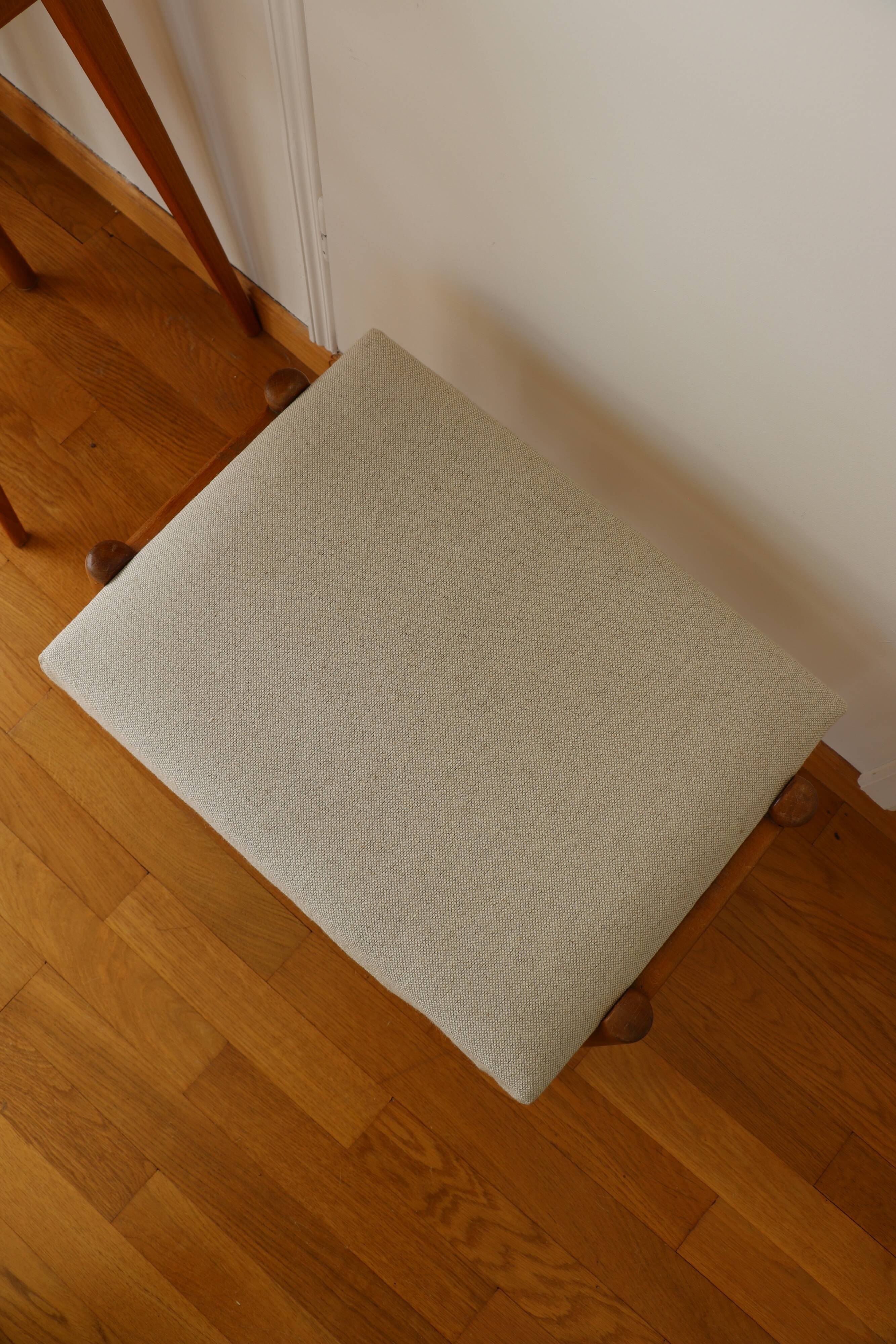 Scandinavian footstool, reupholstered, 1960