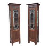 Pair of Art Nouveau solid wood showcases, Central Europe, circa 1910