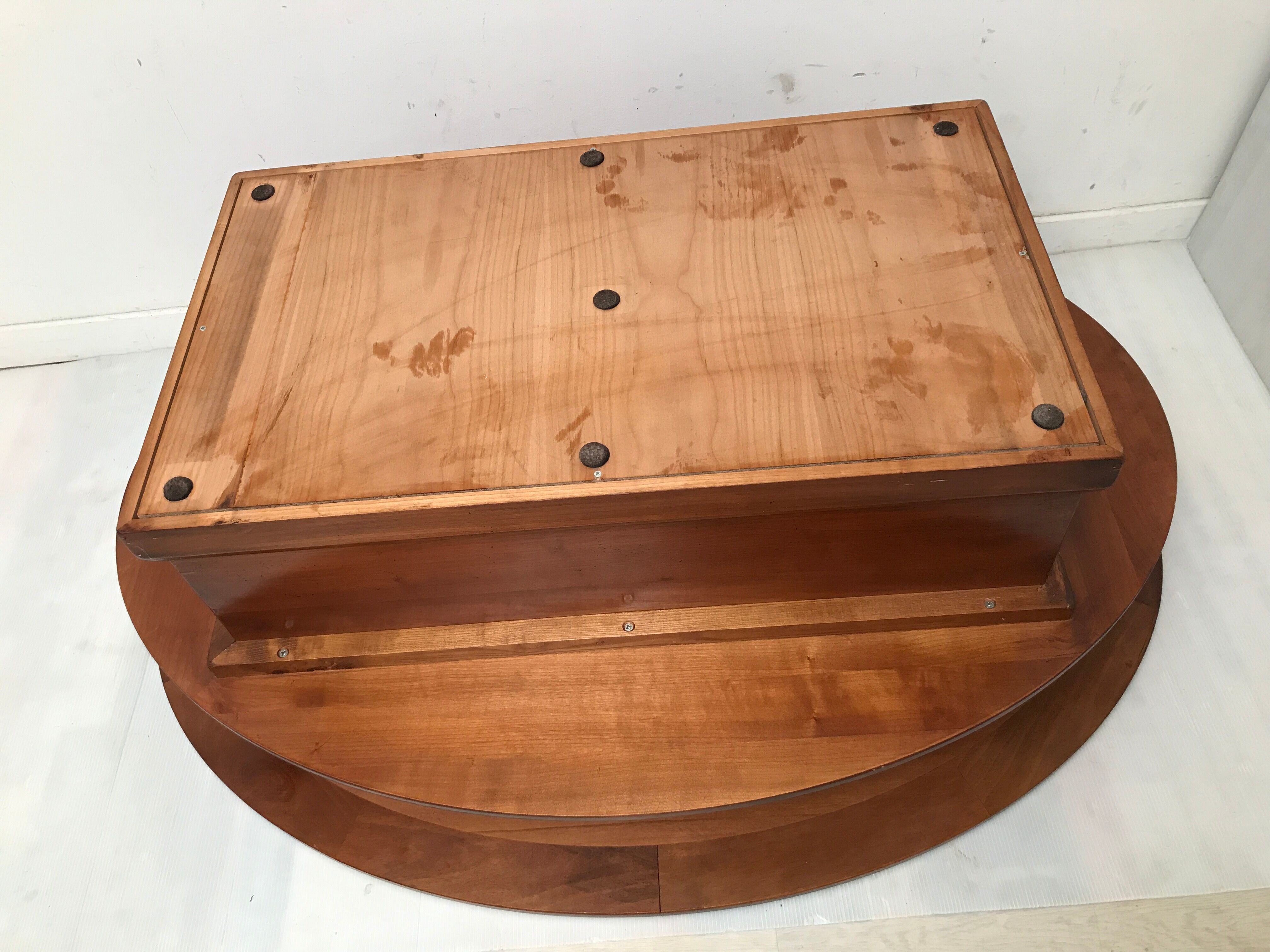 Coffee table bar trunk oval vintage cherry 70s-80s