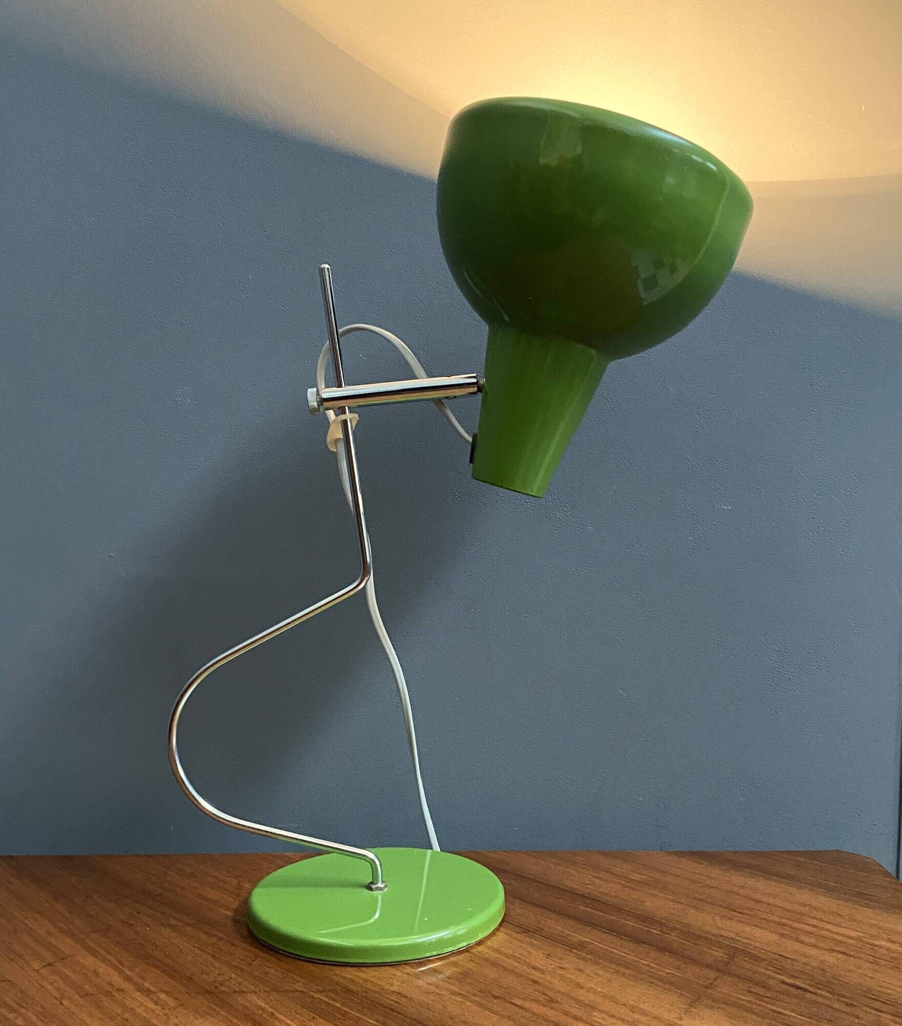 Green metal table lamp by Josef Hurka for Lidokov 1960s