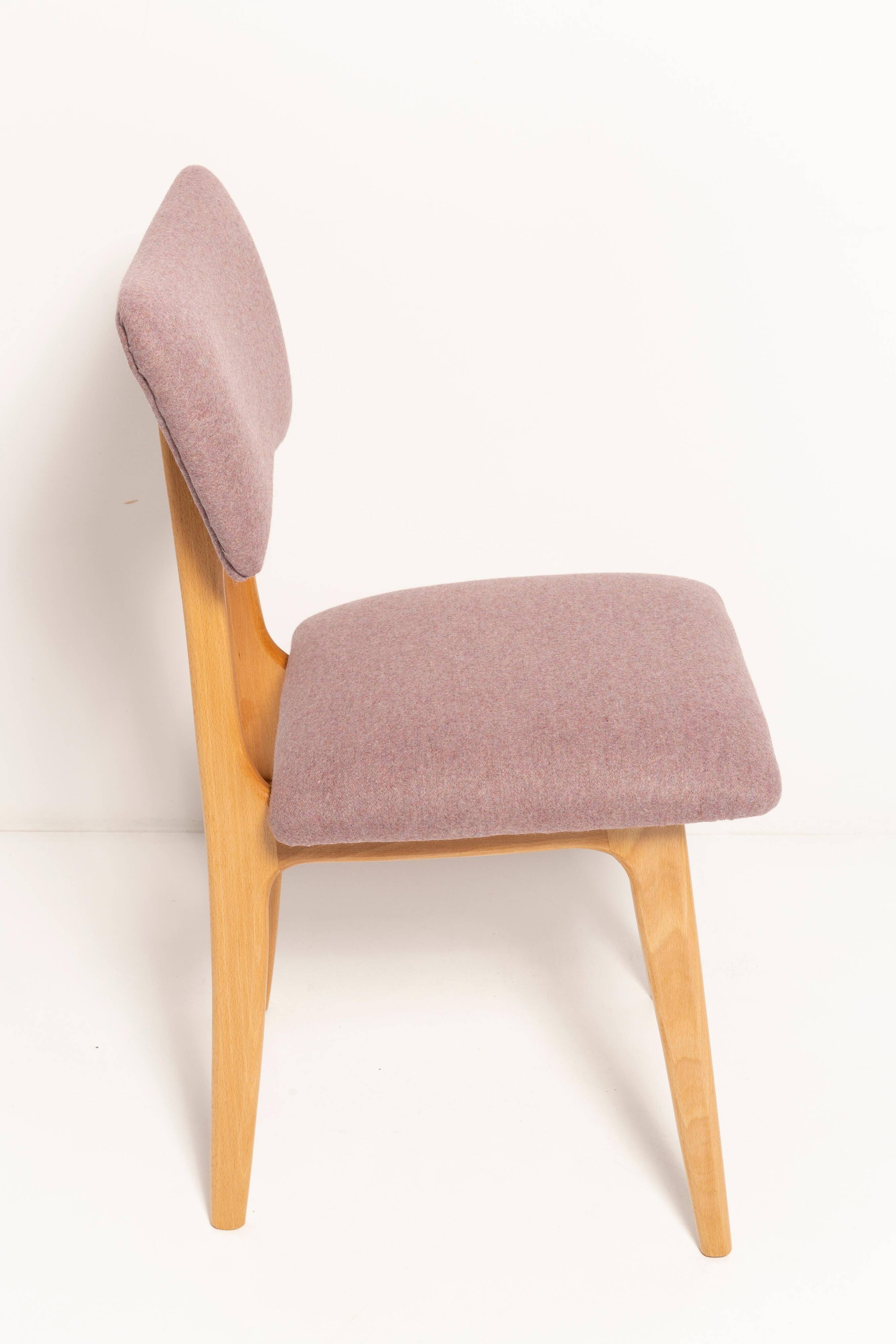 "Butterfly" dining chair, boucle pink wool, light wood