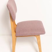 "Butterfly" dining chair, boucle pink wool, light wood