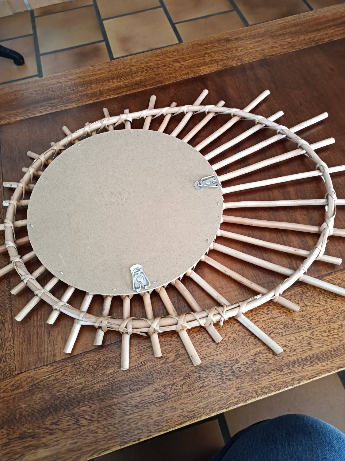 Oval rattan sun mirror
