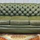 1970s Green Leather 3 Seater Chesterfield Sofa