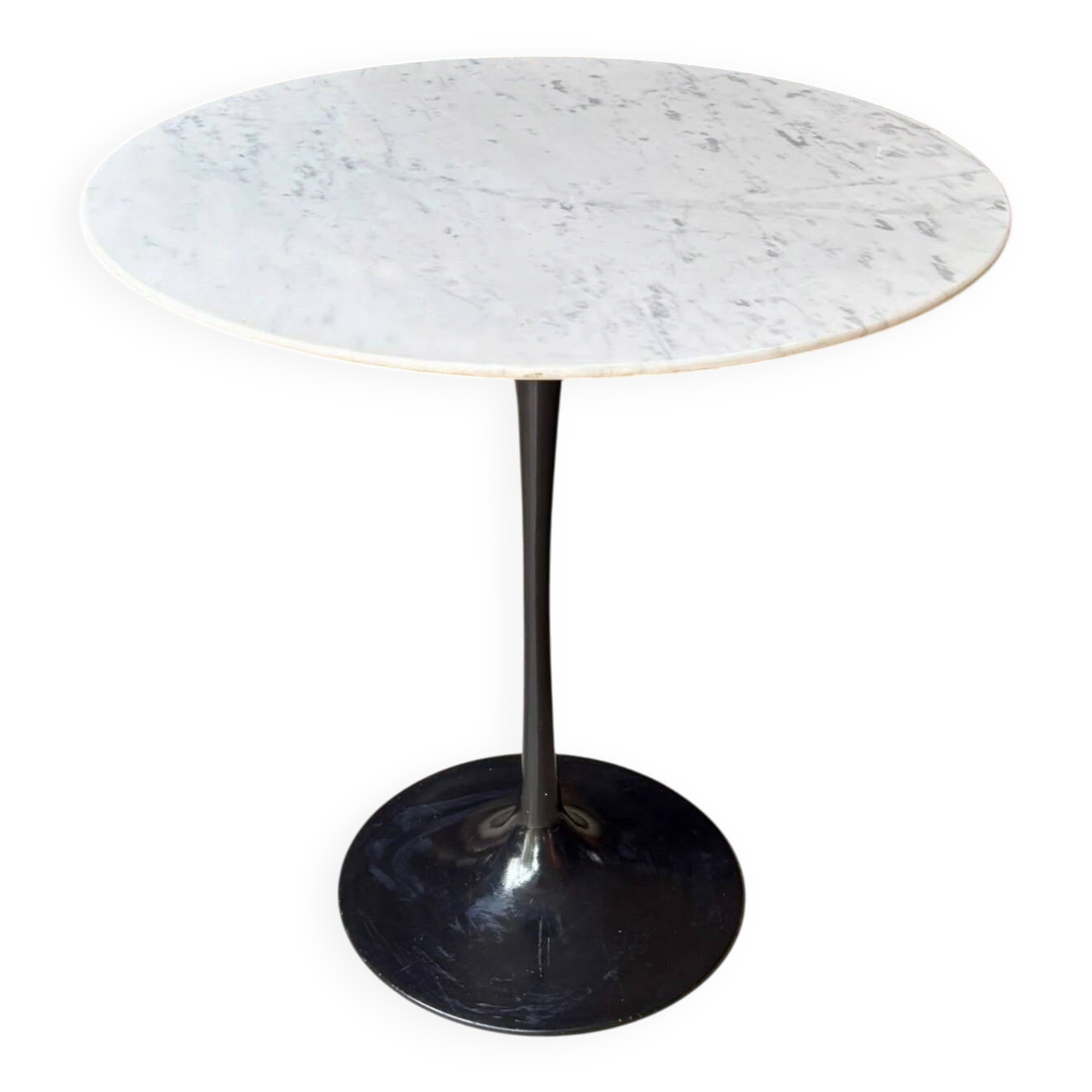 Table d'appoint, basse Eero Saarinen en marbre gris et pied tulipe noir ⌀ 51 cm