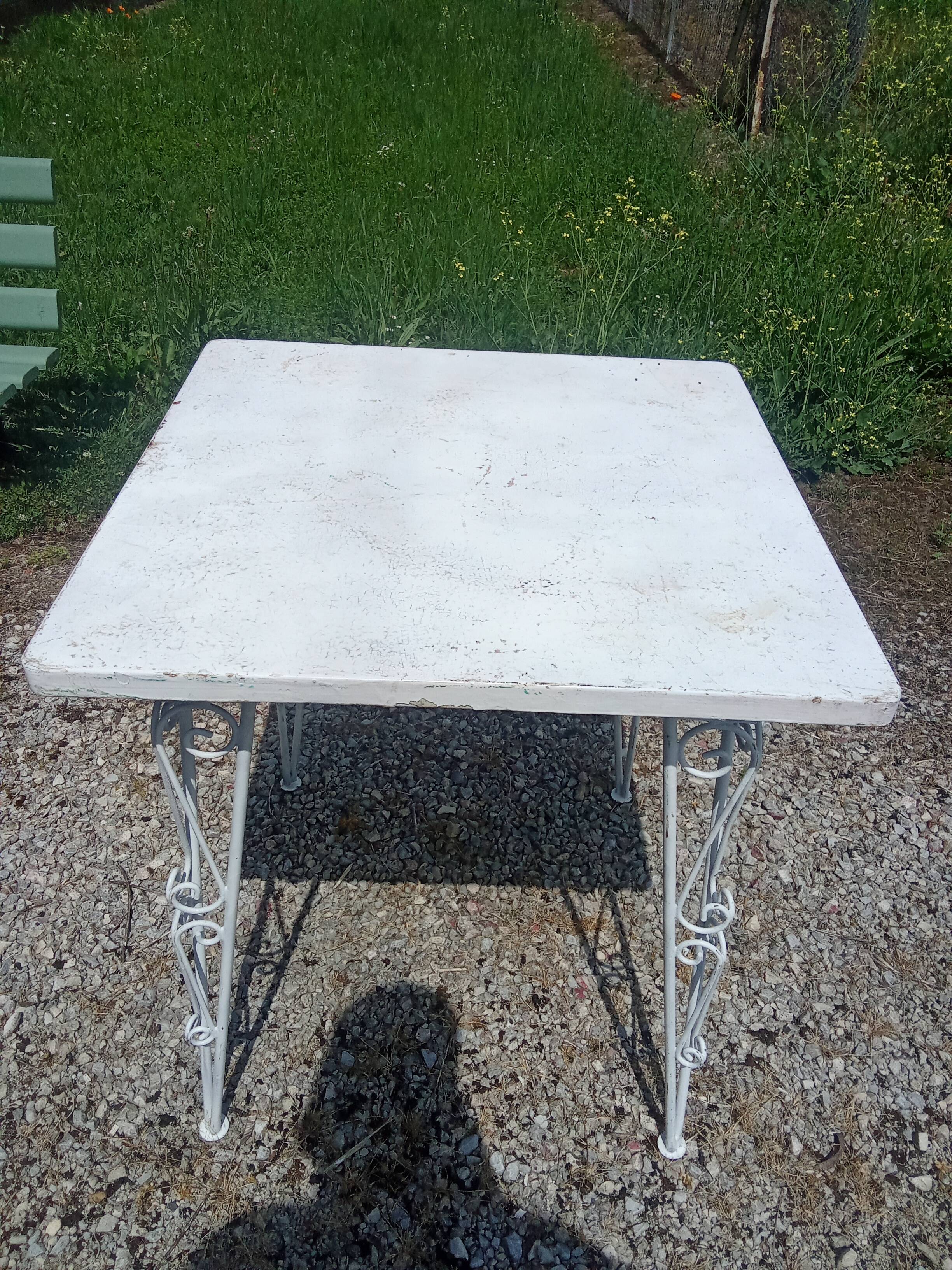 Wrought iron bistro table.