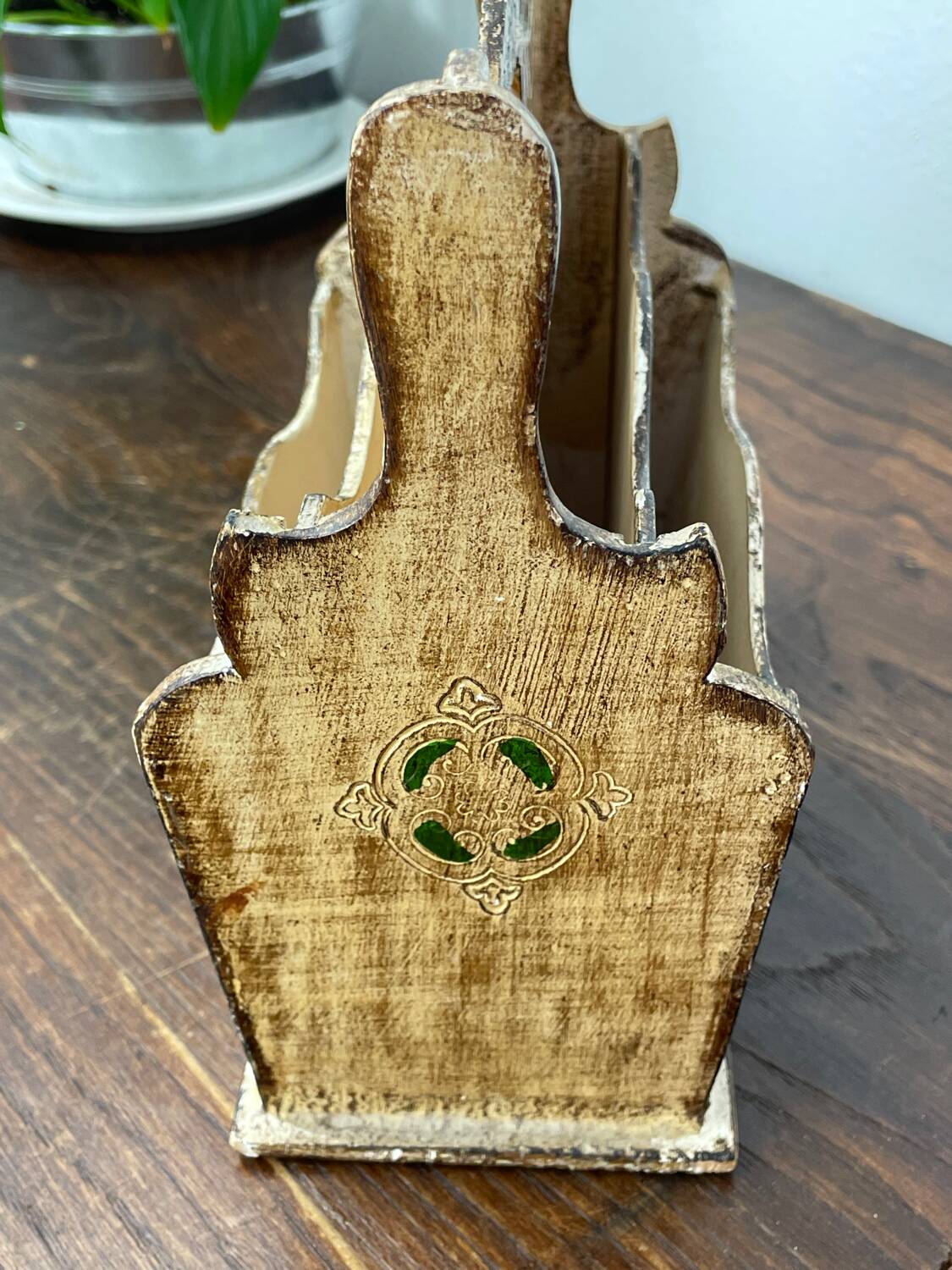Wooden Florentine mail letter holder