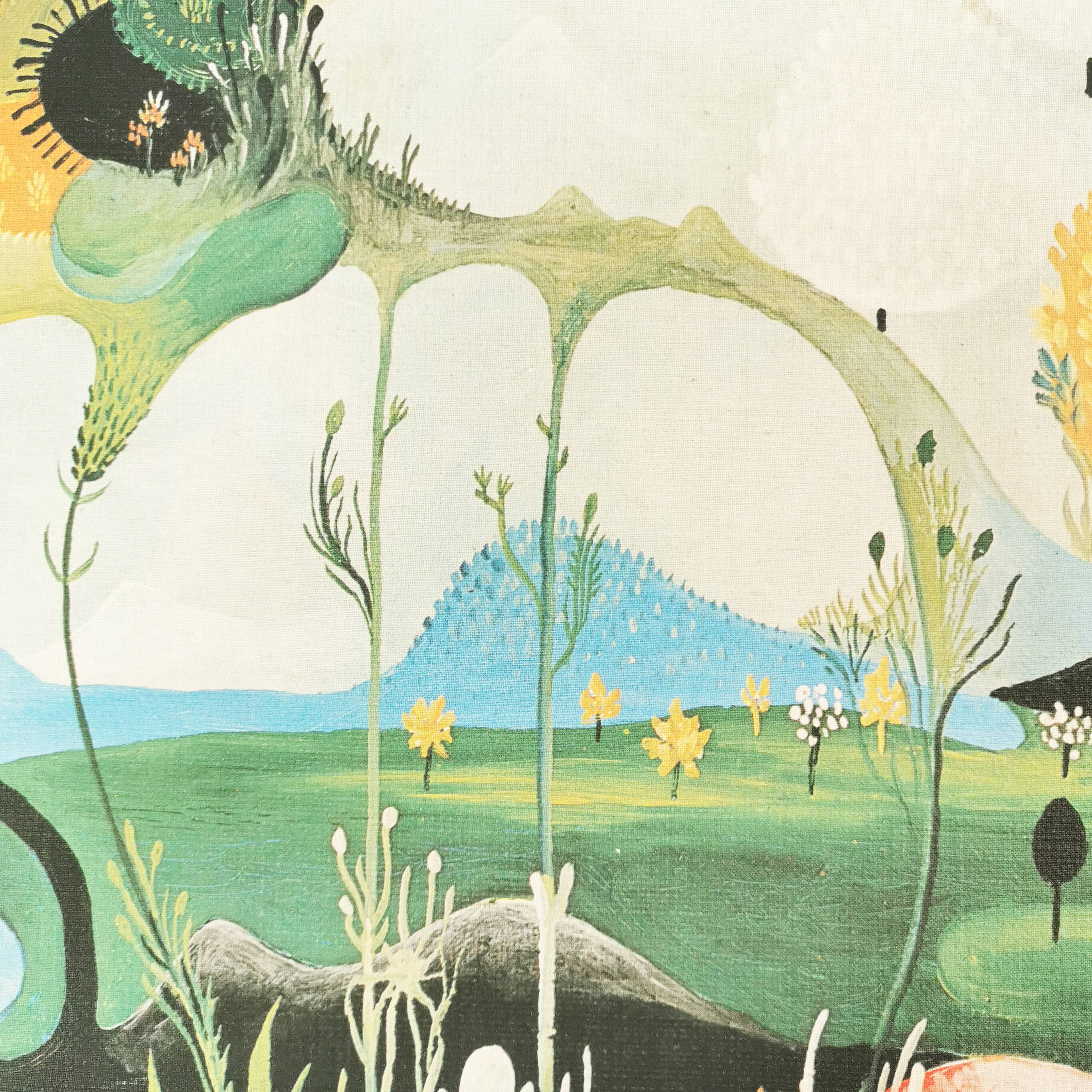 Vangel Naumovski, surrealist composition, print on canvas, 1960s-1970s