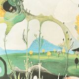 Vangel Naumovski, surrealist composition, print on canvas, 1960s-1970s