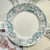 Set of 8 Antique Flat Plates "Figuig" Iron Earth – Longchamp 19th Century
