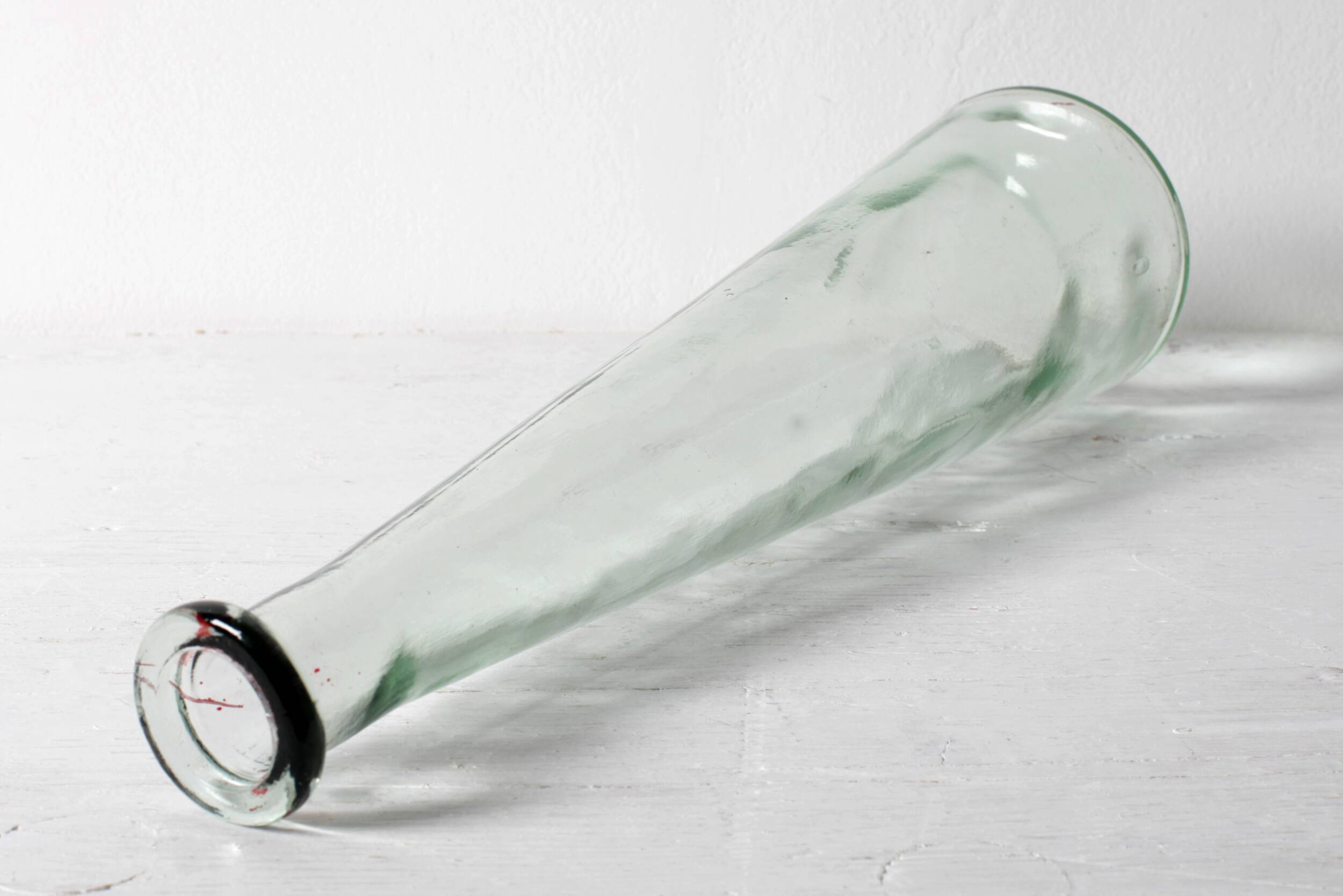 Mid-century Georgia Green Tall Decanter with Cork Original Stopper / Italy