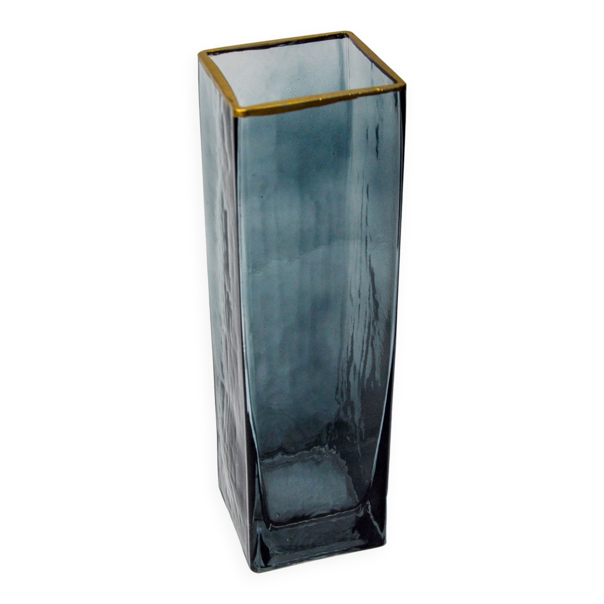 Sommerso vase by Petr hora, blue glass, golden edges, Czech Republic, 1970