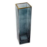 Sommerso vase by Petr hora, blue glass, golden edges, Czech Republic, 1970