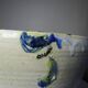 Large hand-turned stoneware salad bowl, signed, vintage from the 80s to 2000s.