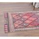 1970s vintage Turkish hand-knotted wool cotton pink runner rug 87x395