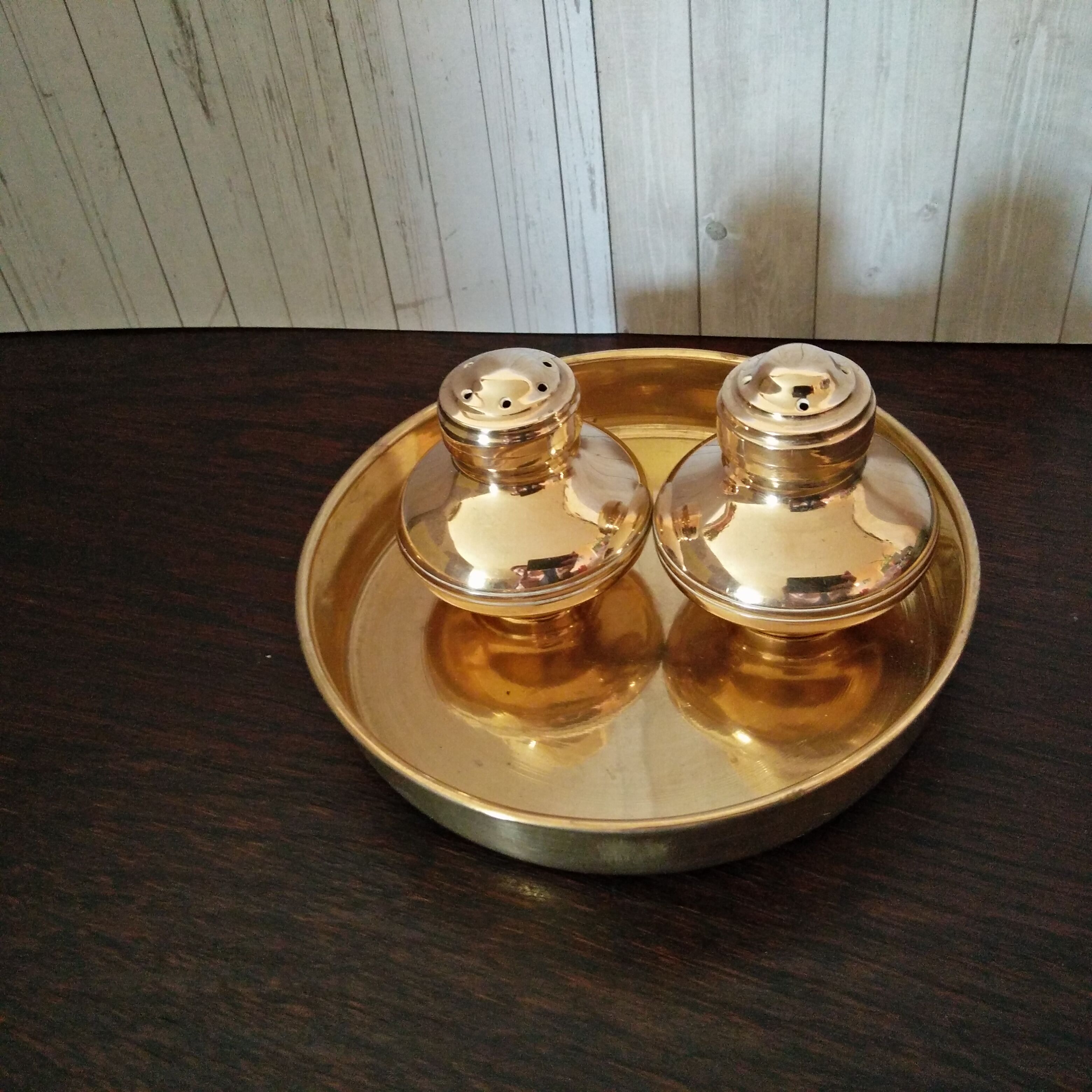Set 3 pieces salt shaker pepper salting gilded copper