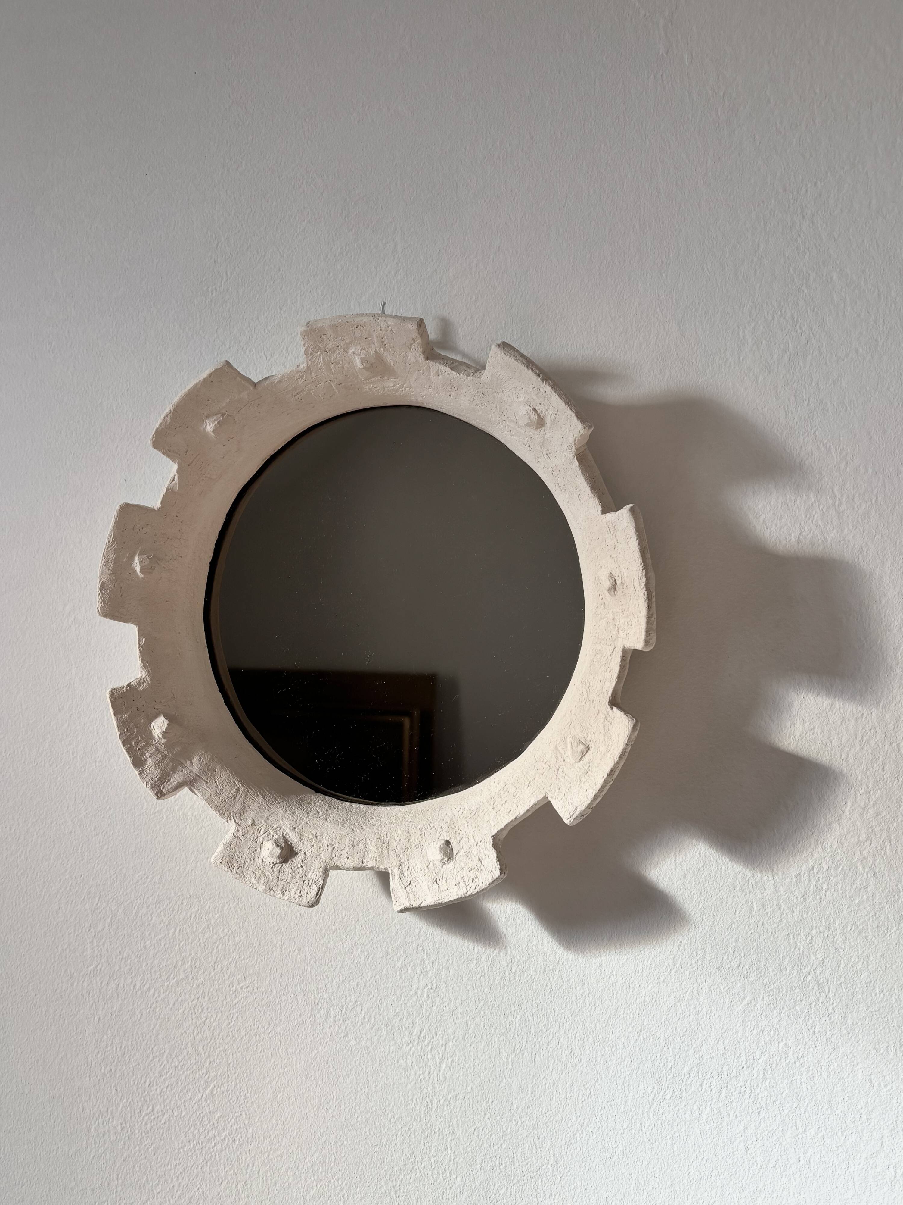 Contemporary French ceramic mirror, "Gioielli" by Renzo Maar.