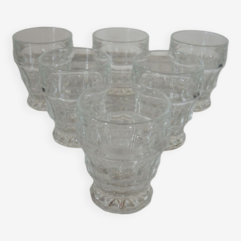 6 faceted glass cups